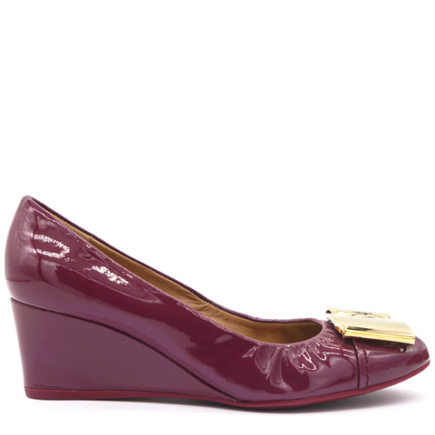 Vara Bow Wedge Shoes Purple Patent 5.5/36
