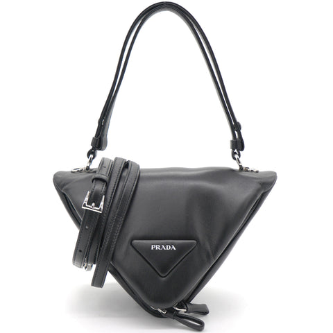 Nappa Padded Leather Triangle Black Bag