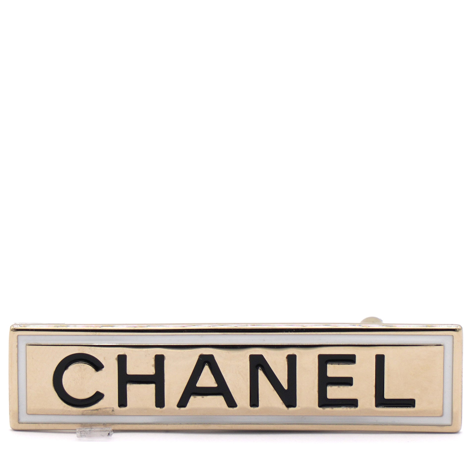 Chanel Black Gold Logo Bar brooch Gold – STYLISHTOP