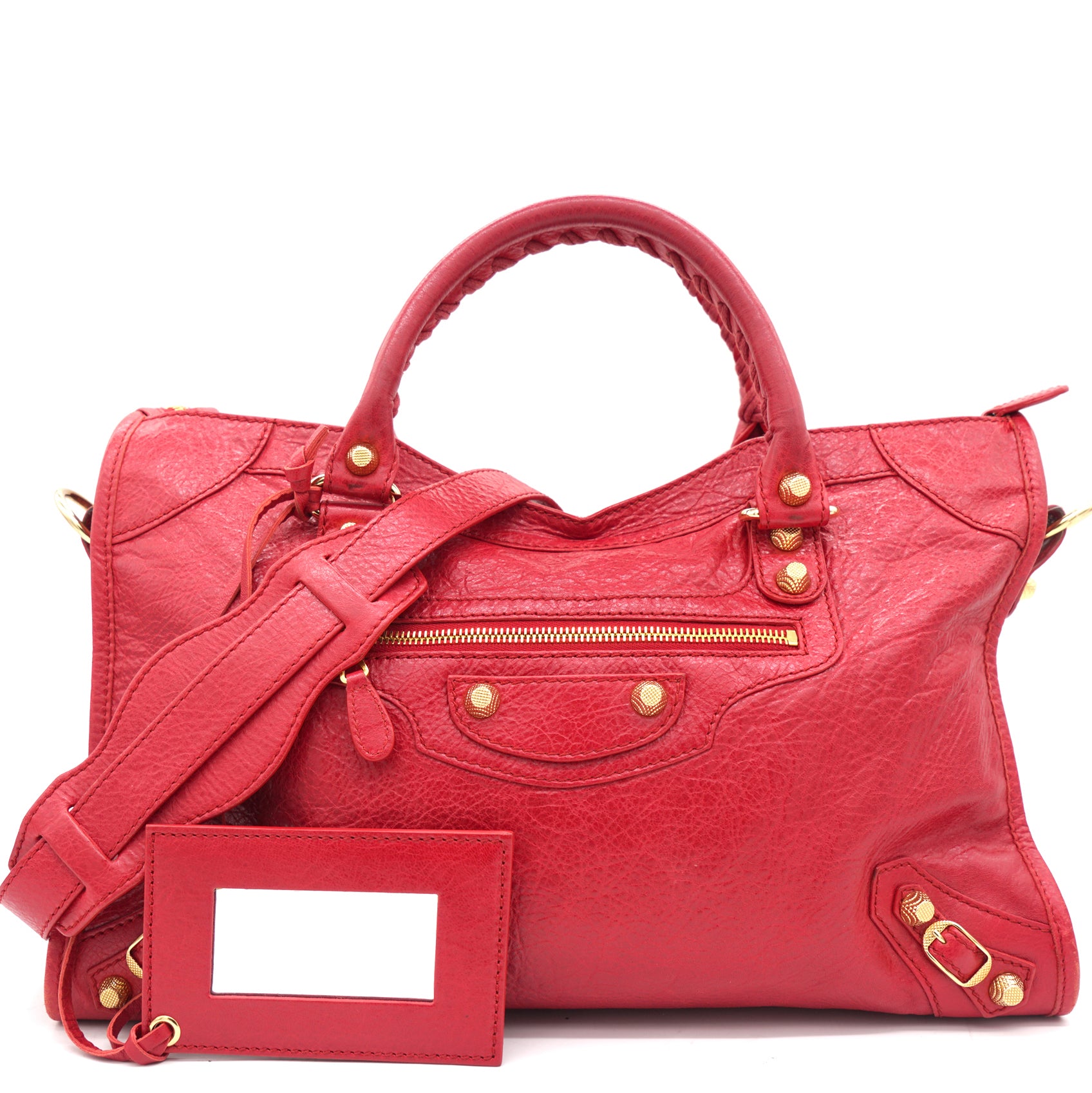 Balenciaga City Red Leather Giant Gold Hardware –