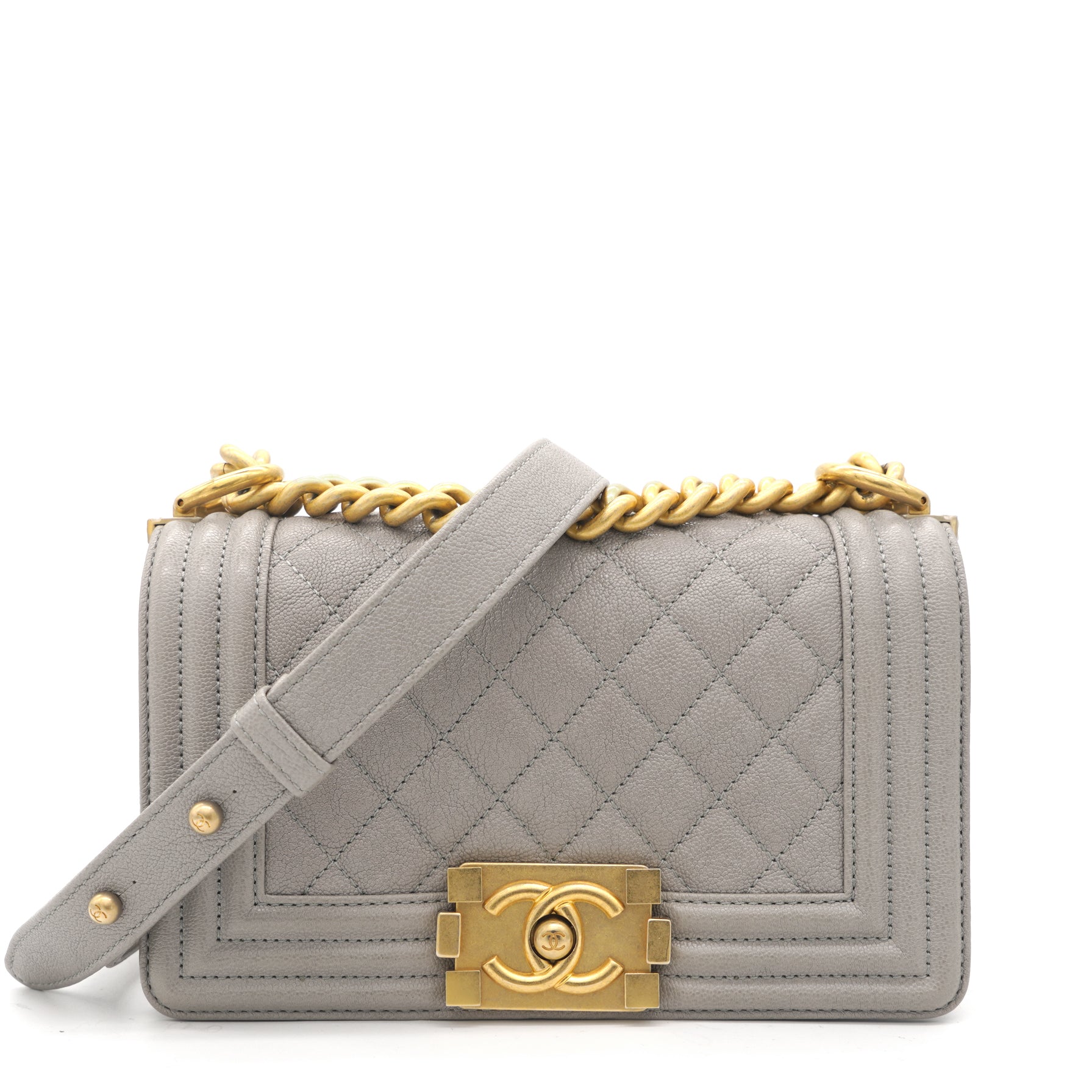 Chanel Grey Quilted Caviar Leather Small Boy Flap Bag – STYLISHTOP