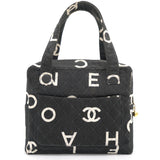 Chanel Vintage Black White Canvas Printed Letter Quilted Double Handle Bag  – STYLISHTOP