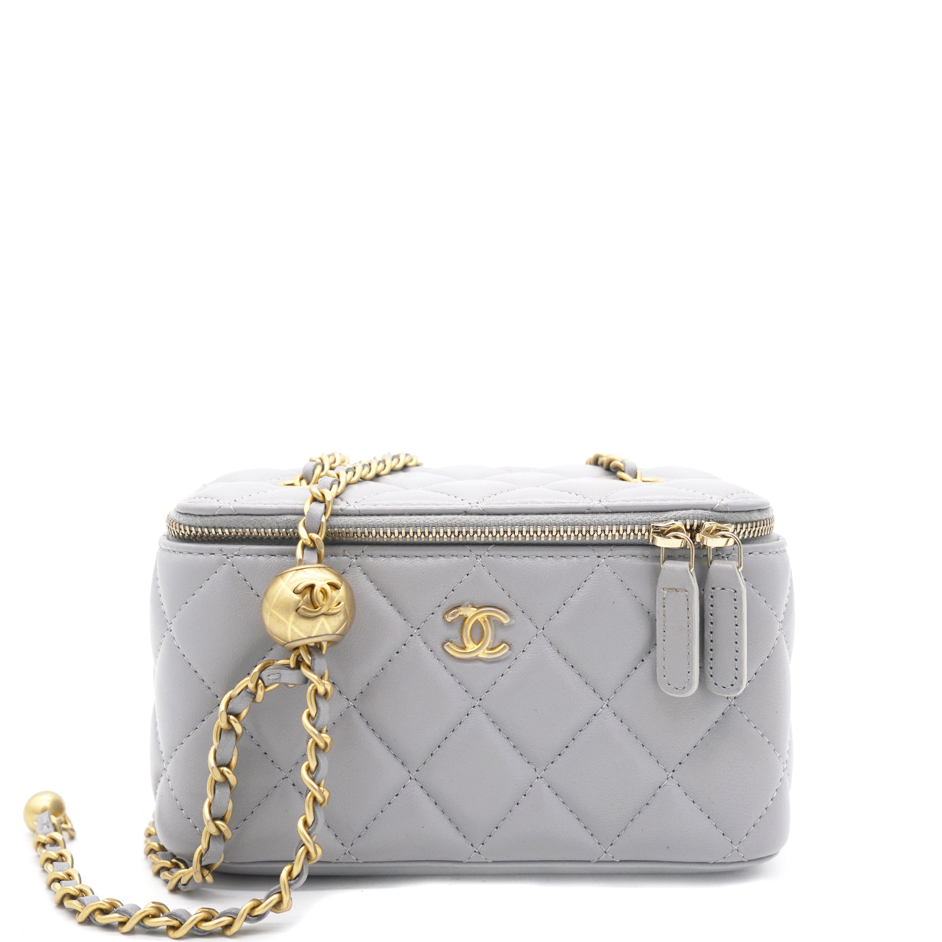 CHANEL Lambskin Quilted Small Pearl Crush Vanity Case With Chain