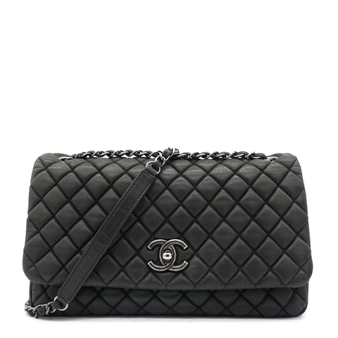 Black Quilted Leather CC Single Flap Bag