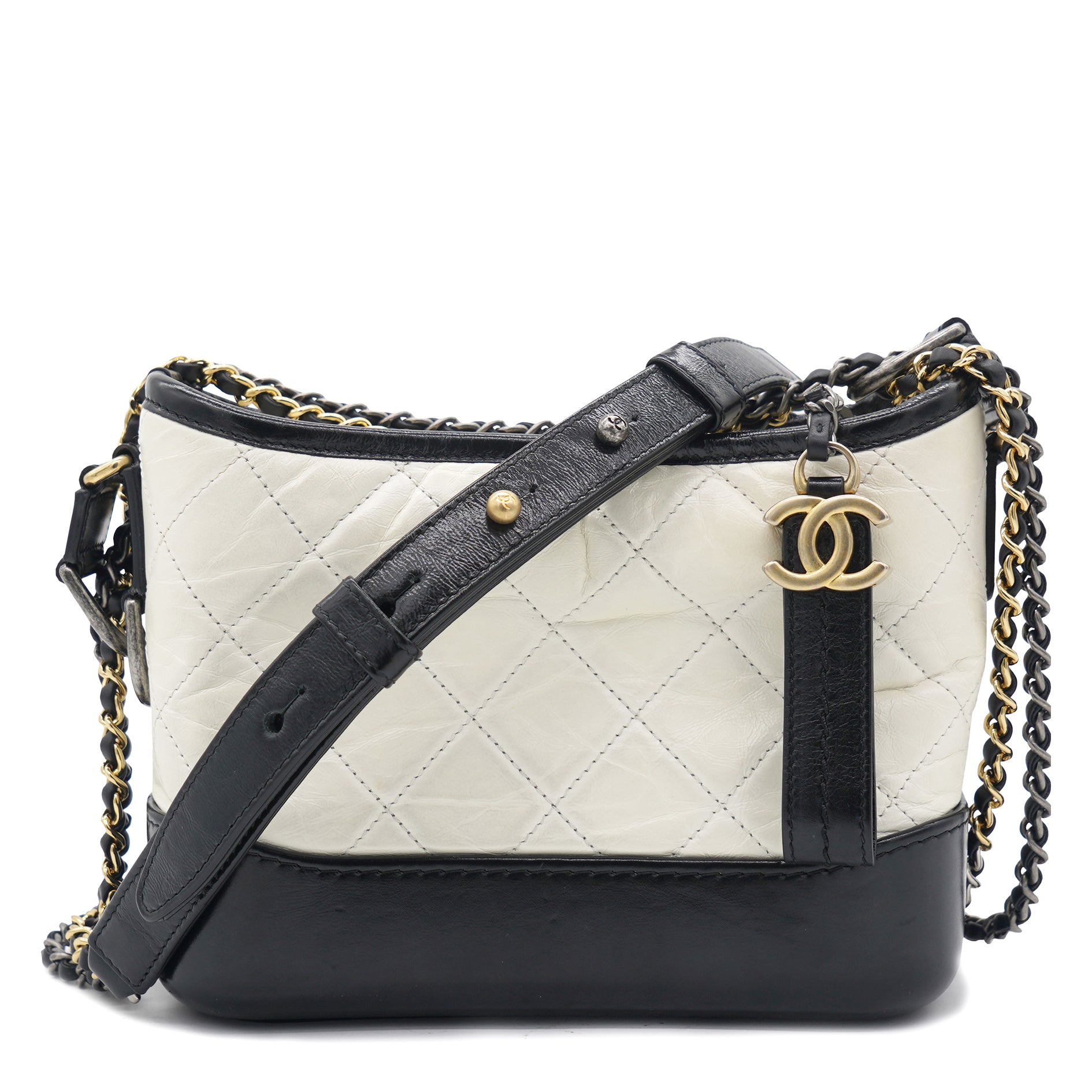 Chanel Calfskin Quilted Small Gabrielle Hobo Black White – STYLISHTOP