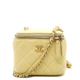 CHANEL Caviar Quilted Mini Vanity Case With Chain Yellow 531248
