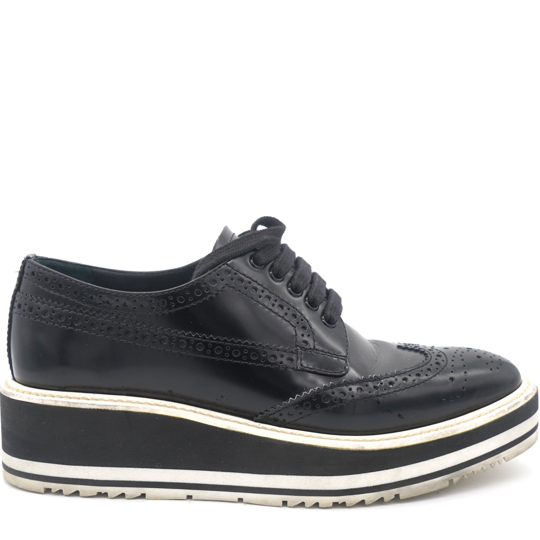 Black Leather Lace-Up Derby Shoes 35.5