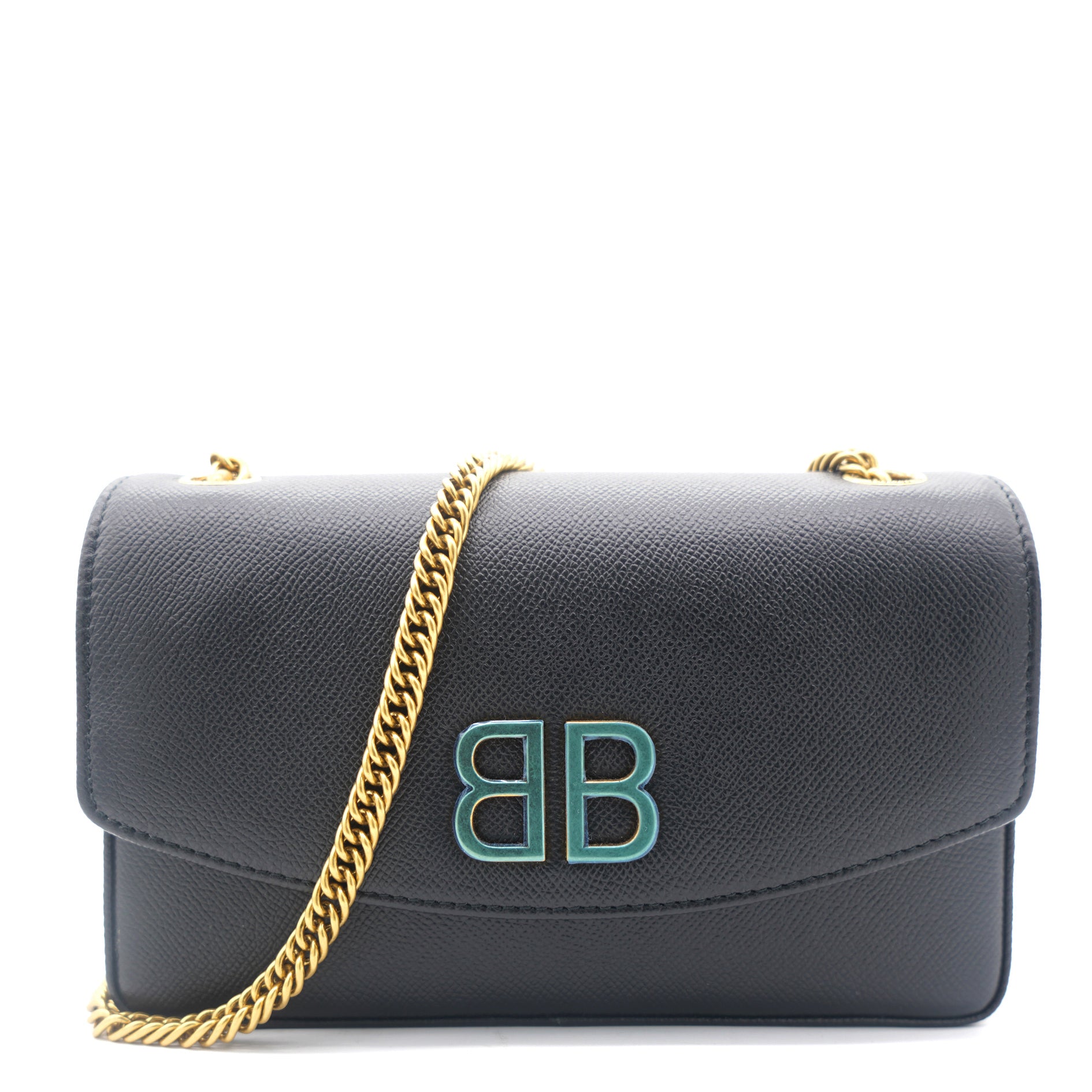 Bb chain velvet crossbody bag Balenciaga Black in Velvet  34736371