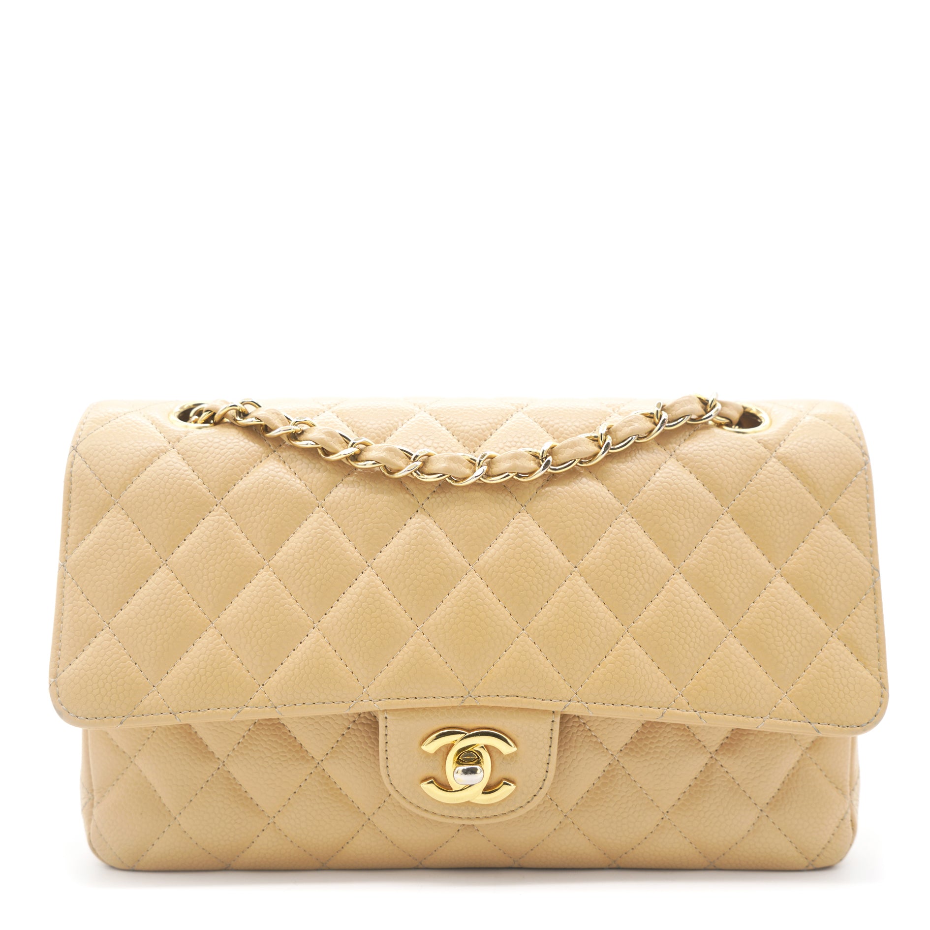 Chanel beige caviar flap Clearance