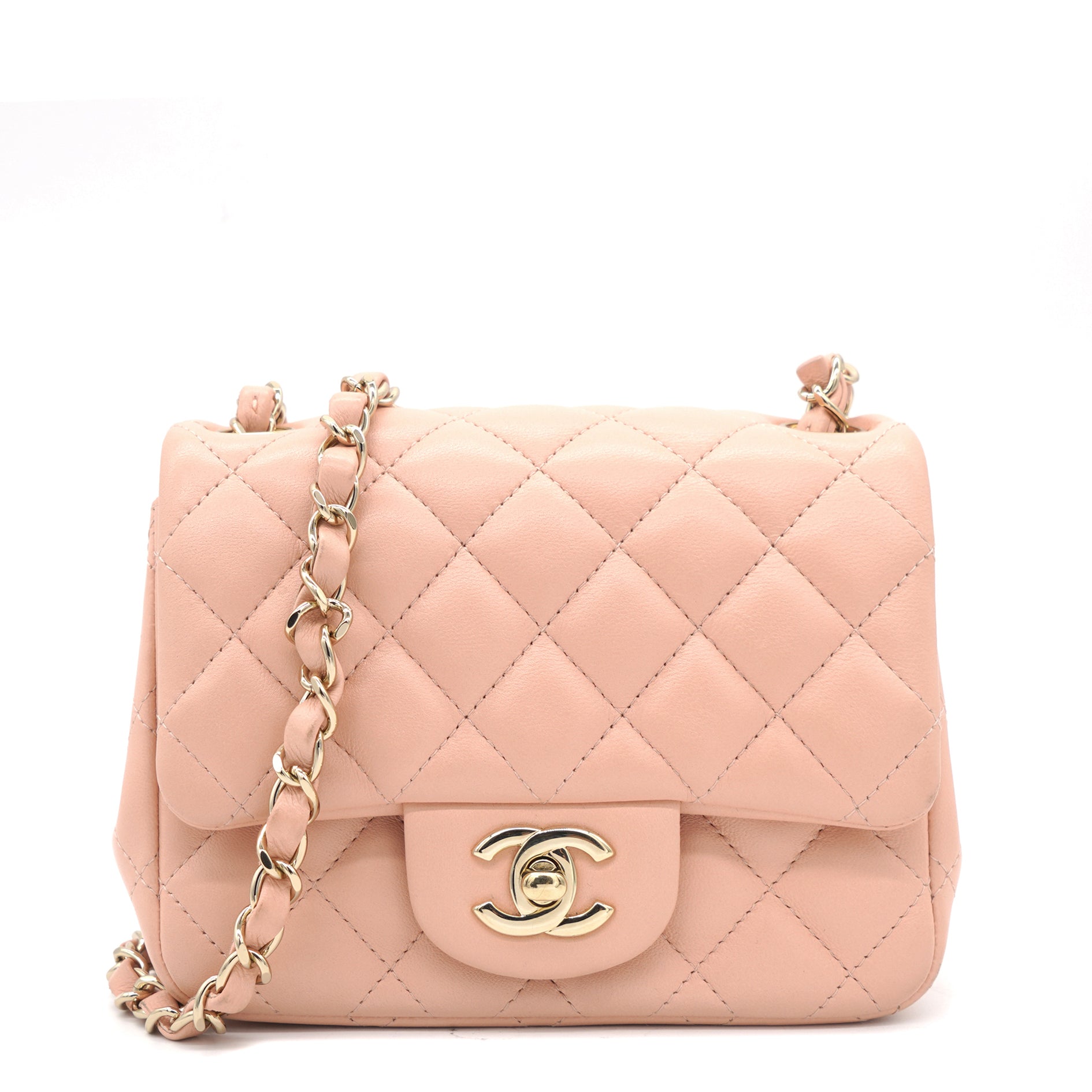Chanel Light Pink Quilted Lambskin Leather Classic New Mini Flap Bag -  Yoogi's Closet
