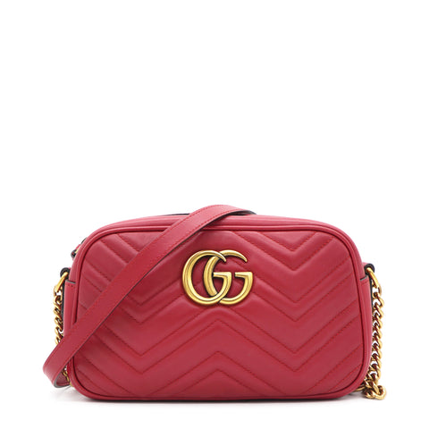 GG Marmont Small Matelassé Shoulder Bag Red