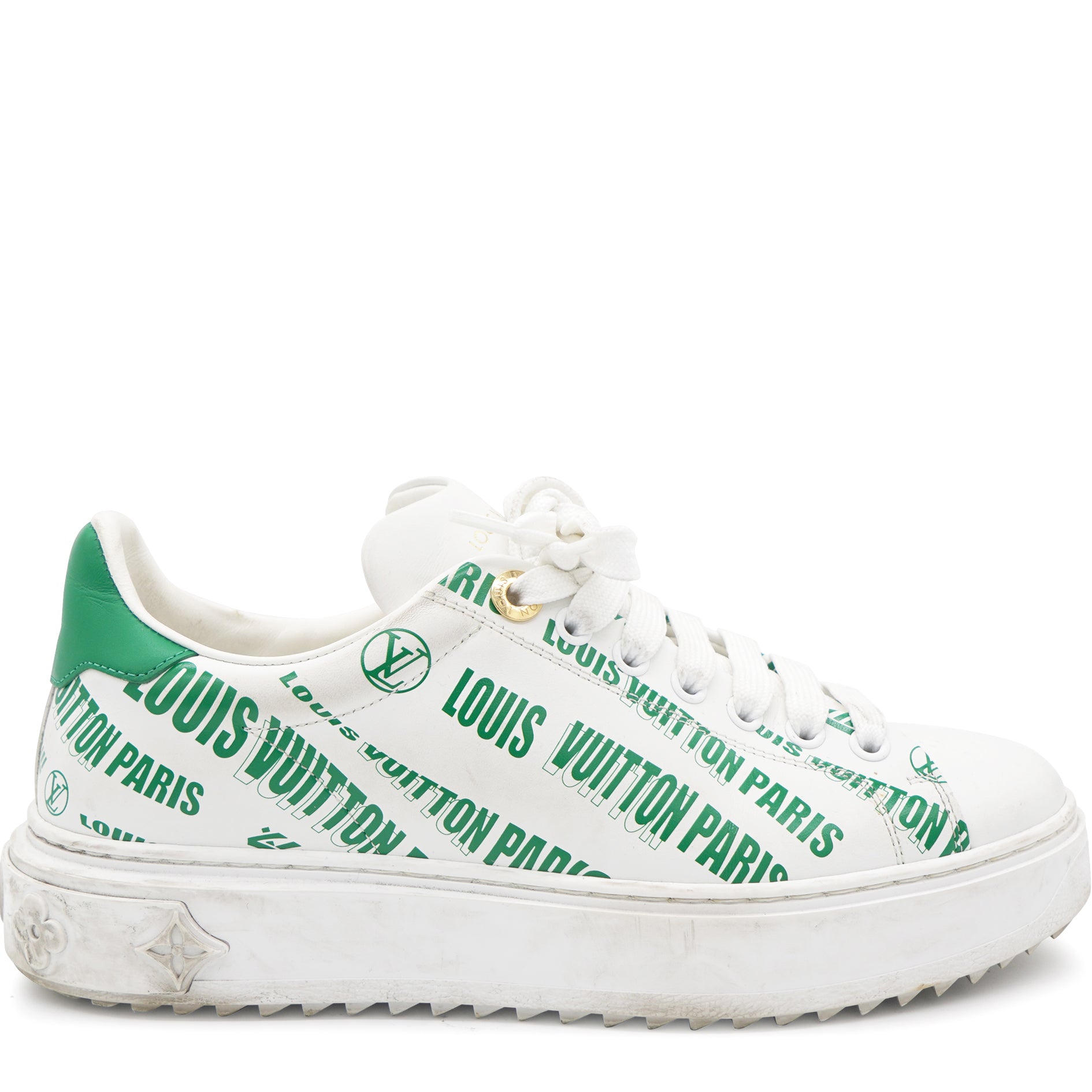 louis vuitton white and green sneakers