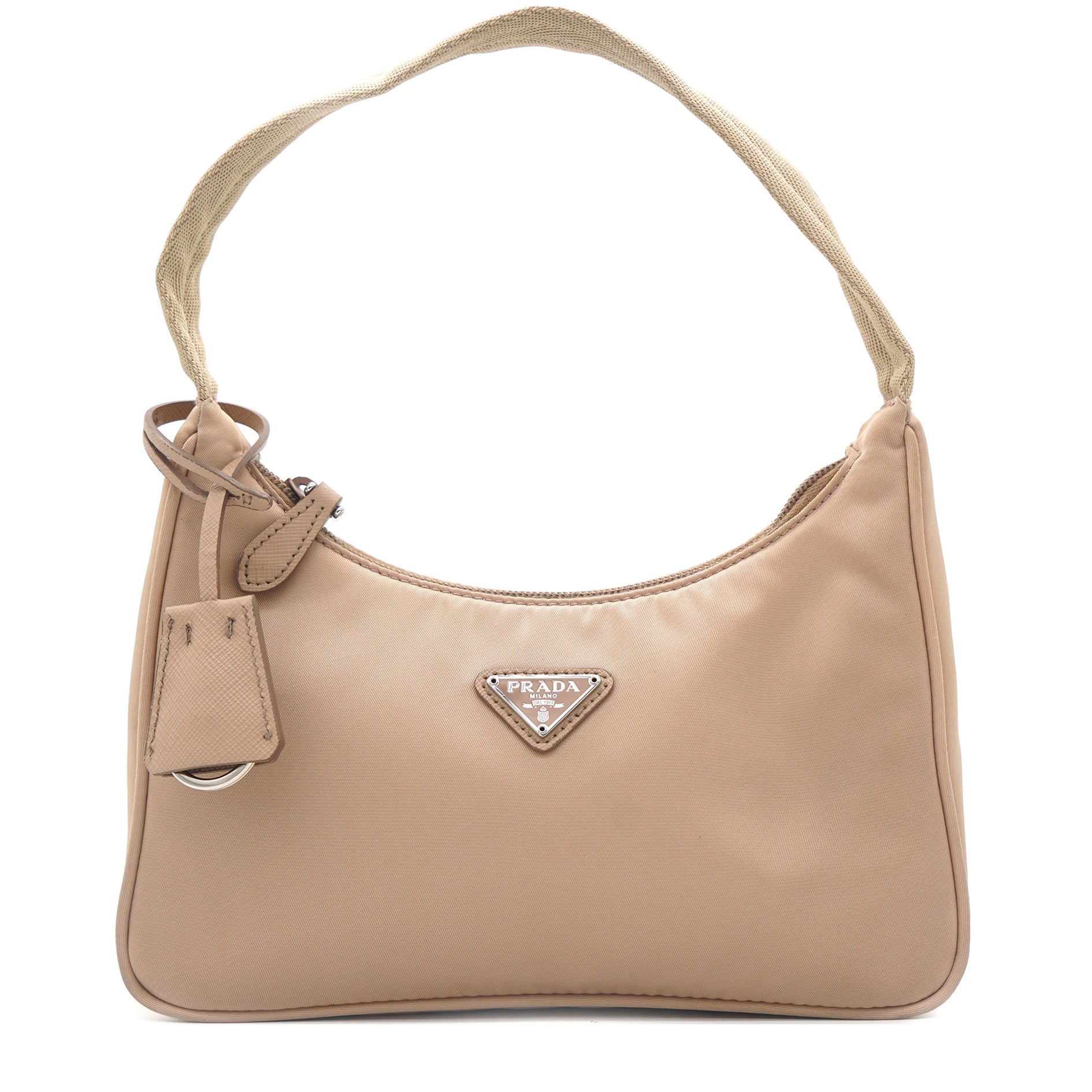 Prada - Authenticated Re-Nylon Handbag - Synthetic Beige Plain for Women, Good Condition