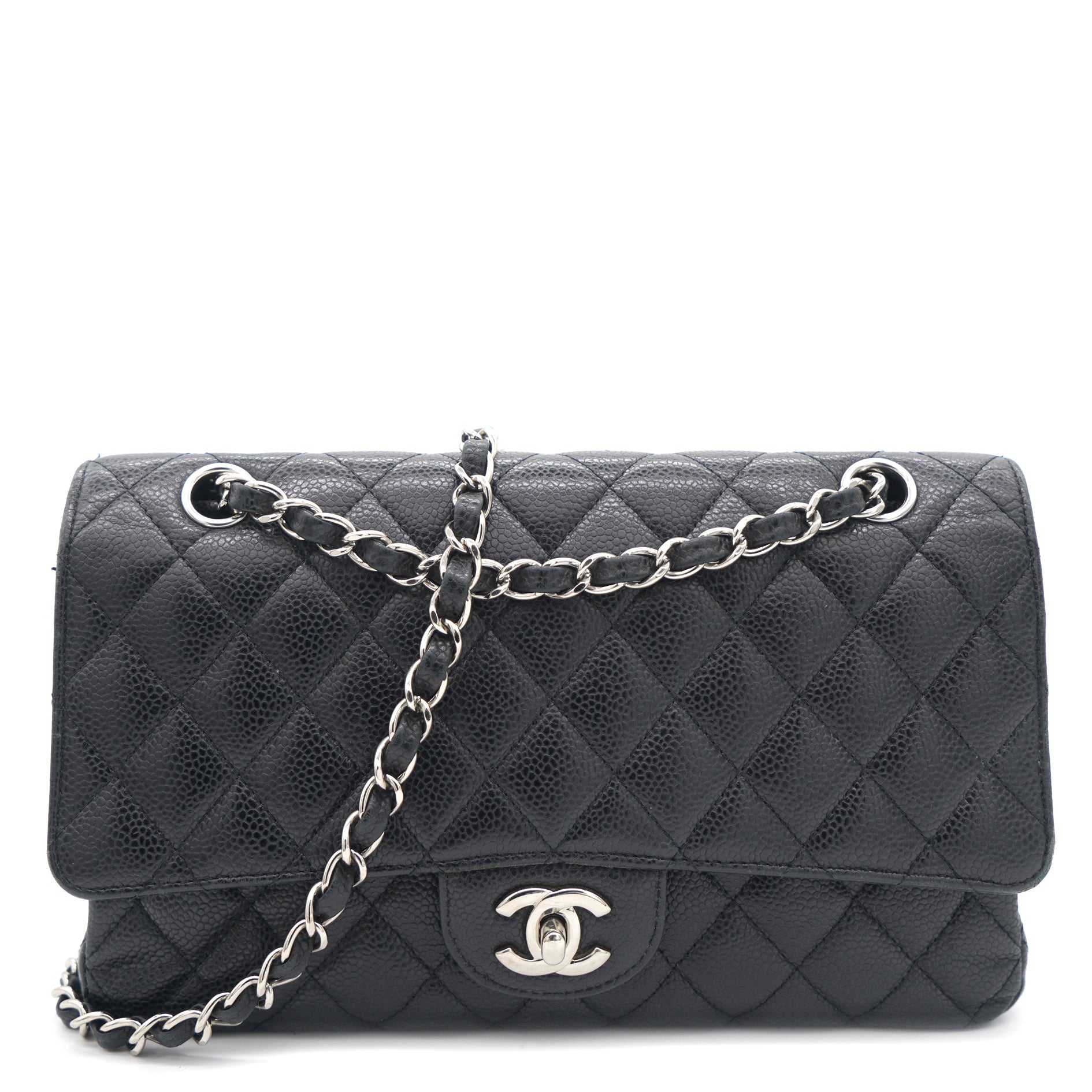 Chanel black quilted caviar bag Clearance