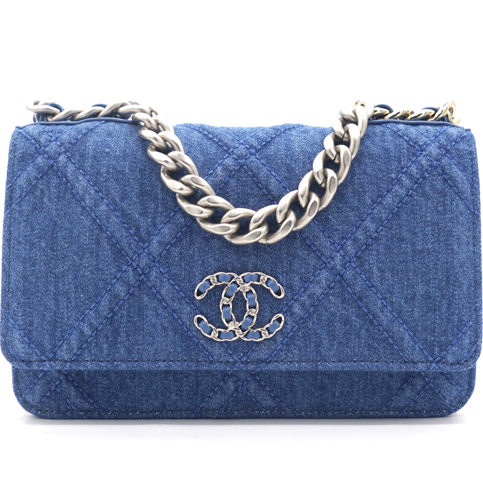 Chanel Blue Denim Chanel 19 Coin Pouch On Chain, myGemma, SG