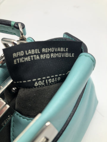 Fendi Micro Peekaboo Turquoise Leather Messenger Bag