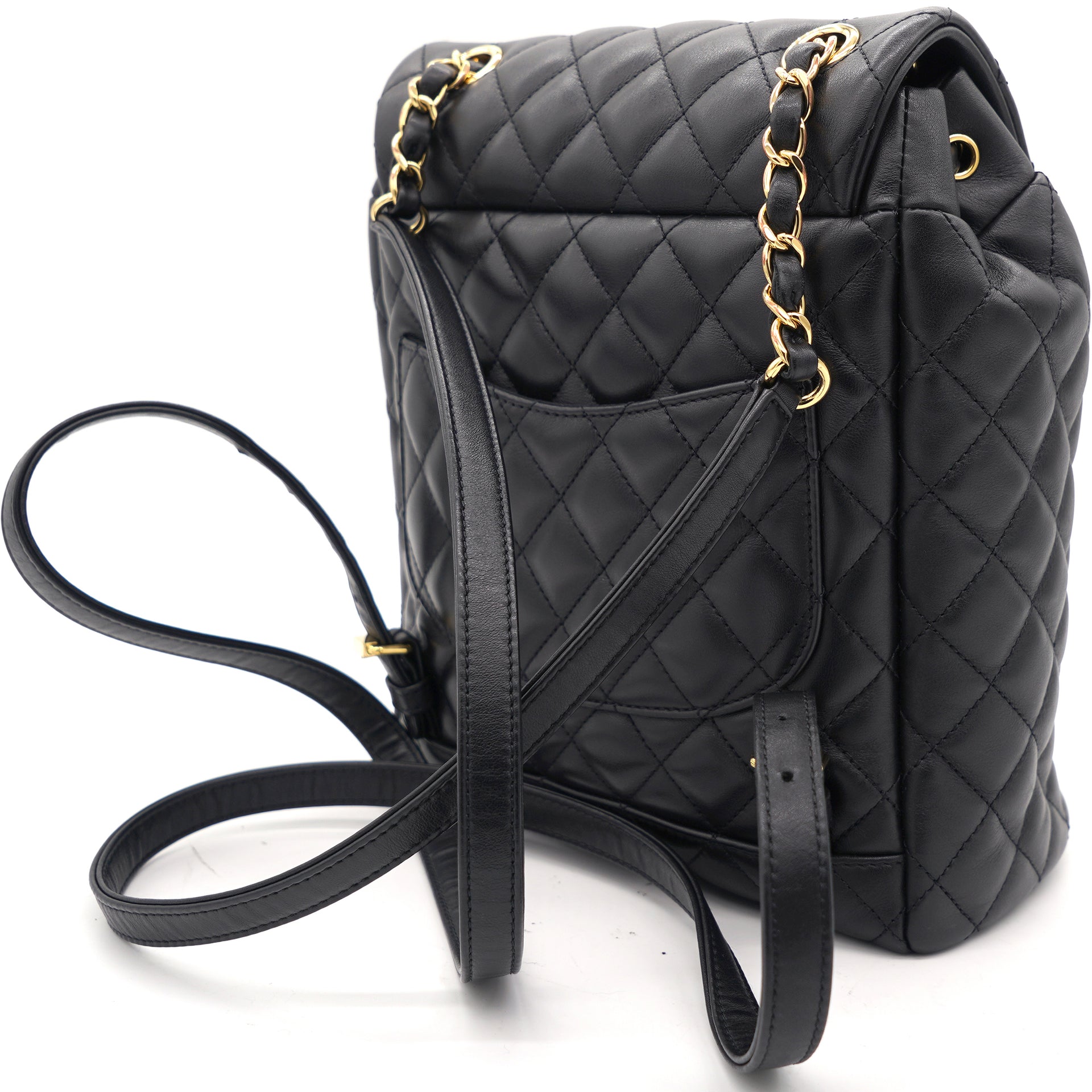 Calfskin Quilted Small Urban Spirit Backpack Black