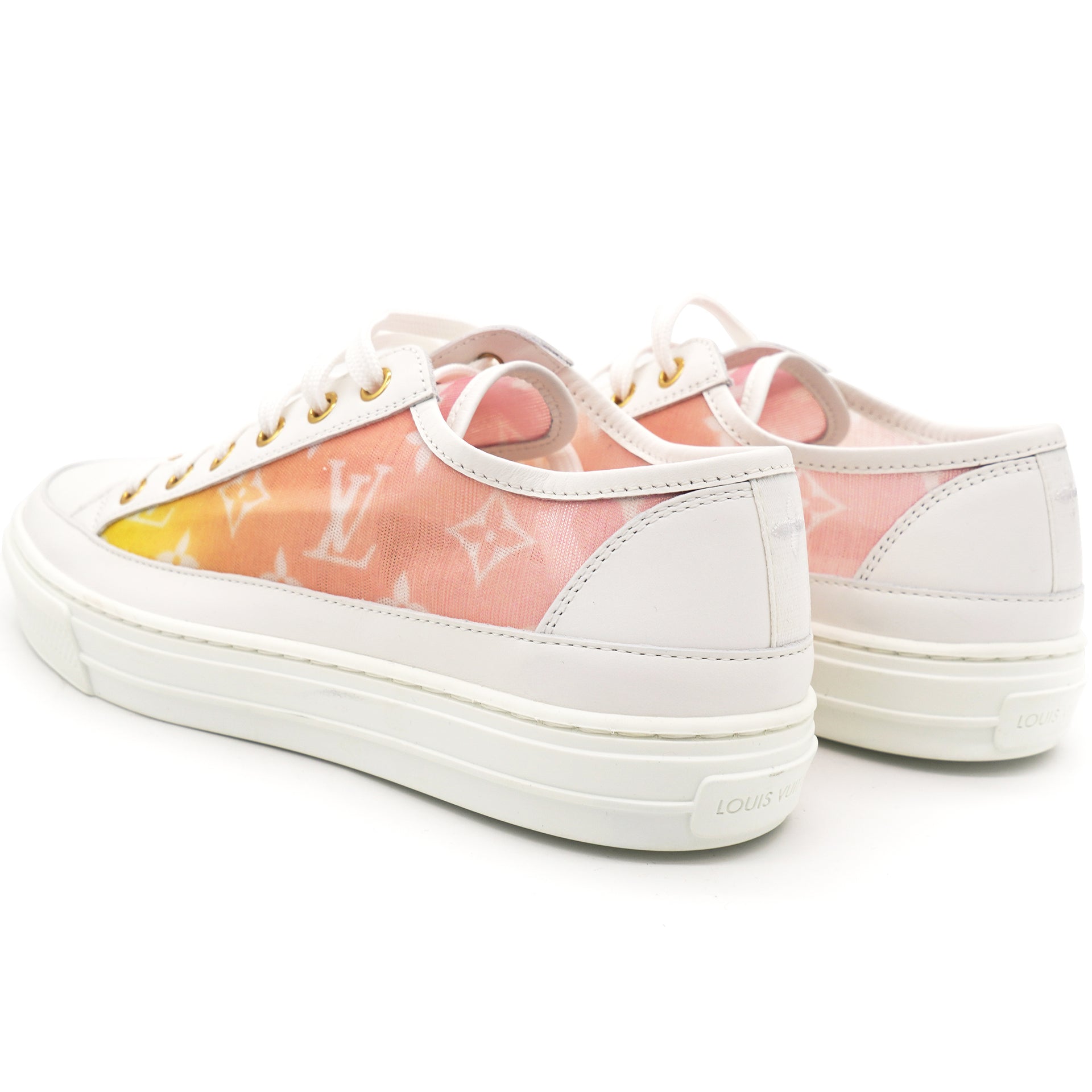 Louis Vuitton, Shoes, Louis Vuitton Pink White Leather Mesh Stellar  Monogram Sneakers