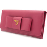 Pink Saffiano Peonia Fiocco Bow Continental Wallet