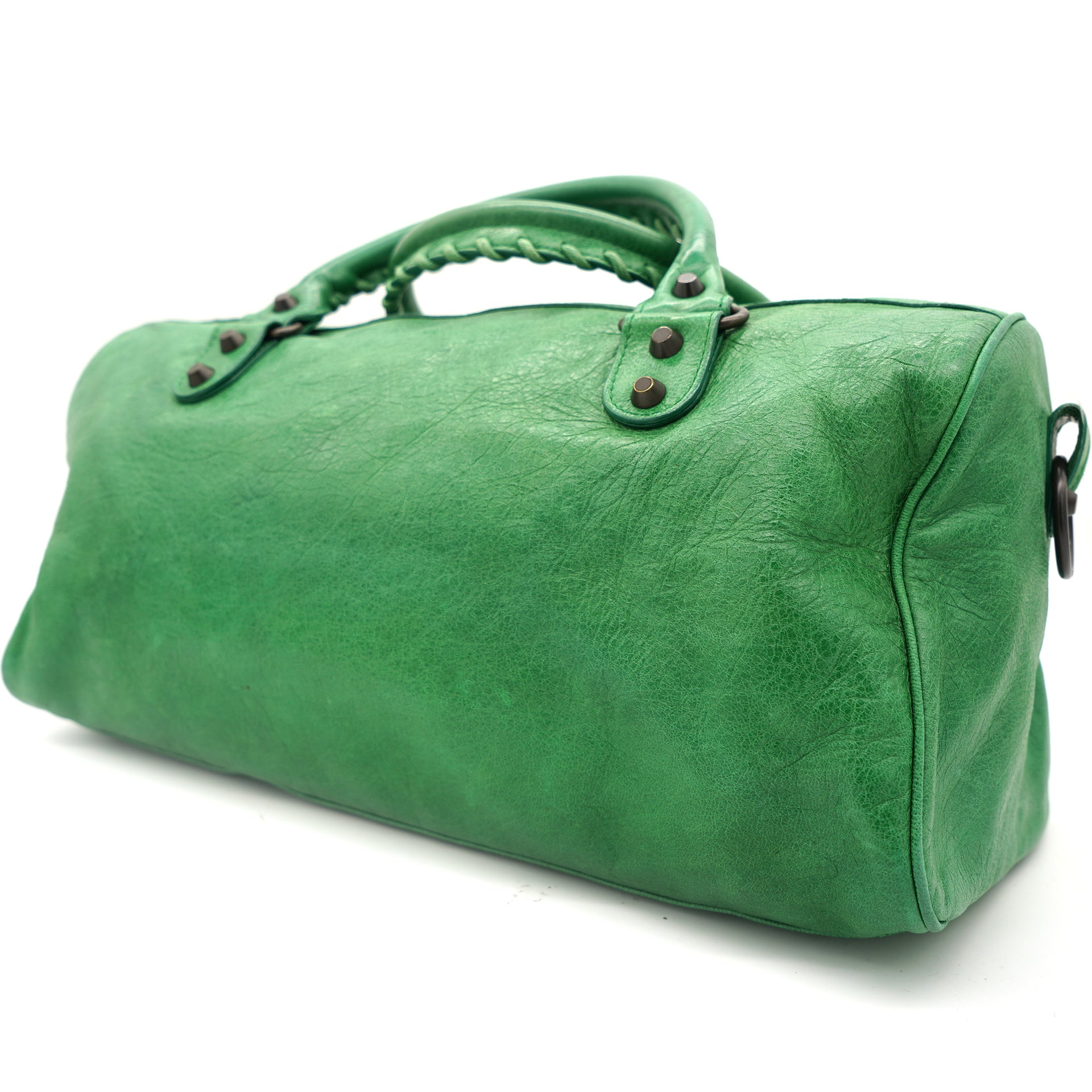Green Lambskin Leather Motorcycle City Bag