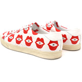 White Leather Red Lips Low Top Sneakers 38
