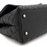 Black Caviar Leather Medium Coco Top Handle Bag