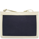 Navy/Creme Canvas and Leather Small Crossbody Bag