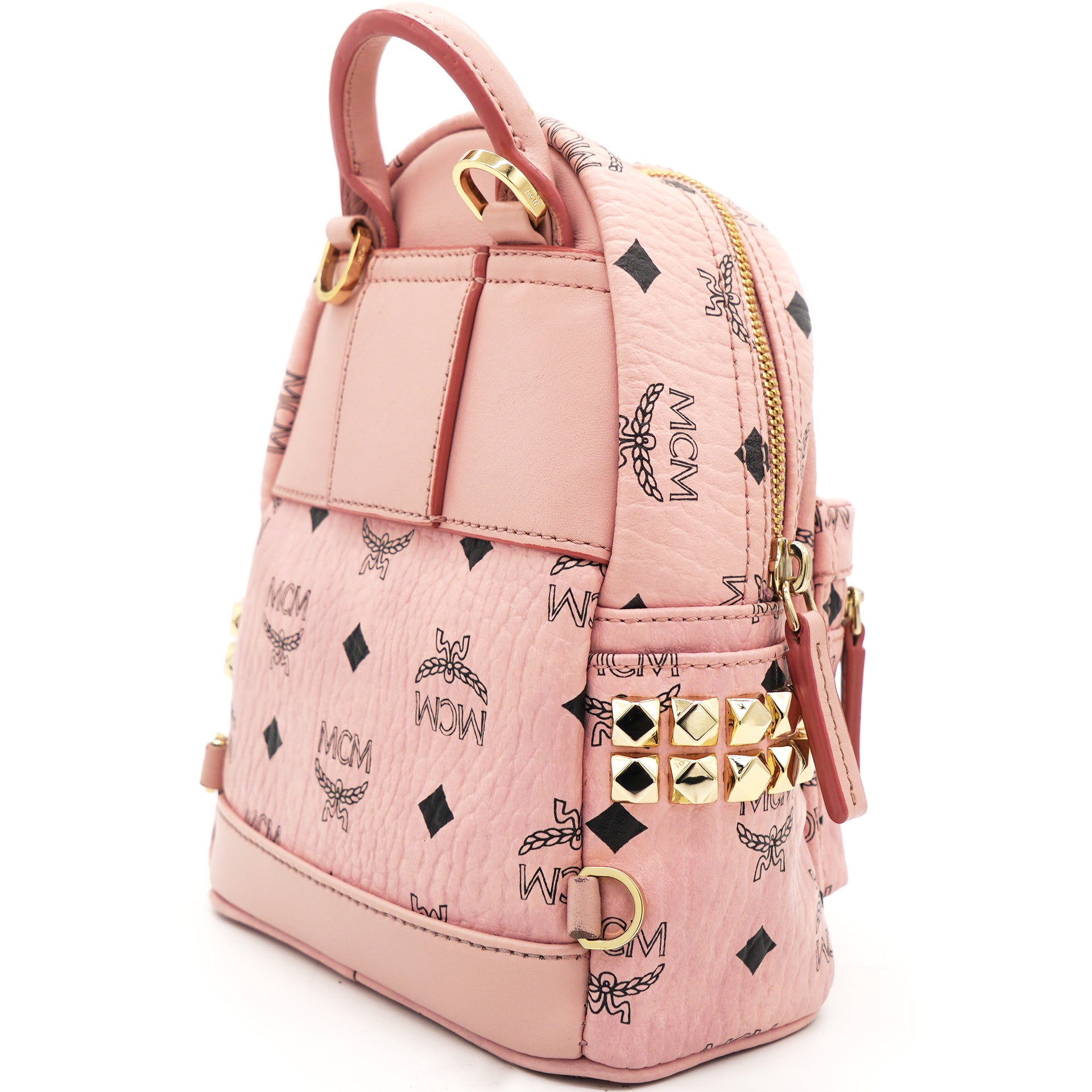 MCM Tan Visetos Coated Canvas and Leather Mini Studded Stark-Bebe Boo  Backpack