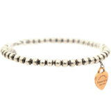 Return to Tiffany Heart Tag Bead Bracelet Silver with rose gold pendant