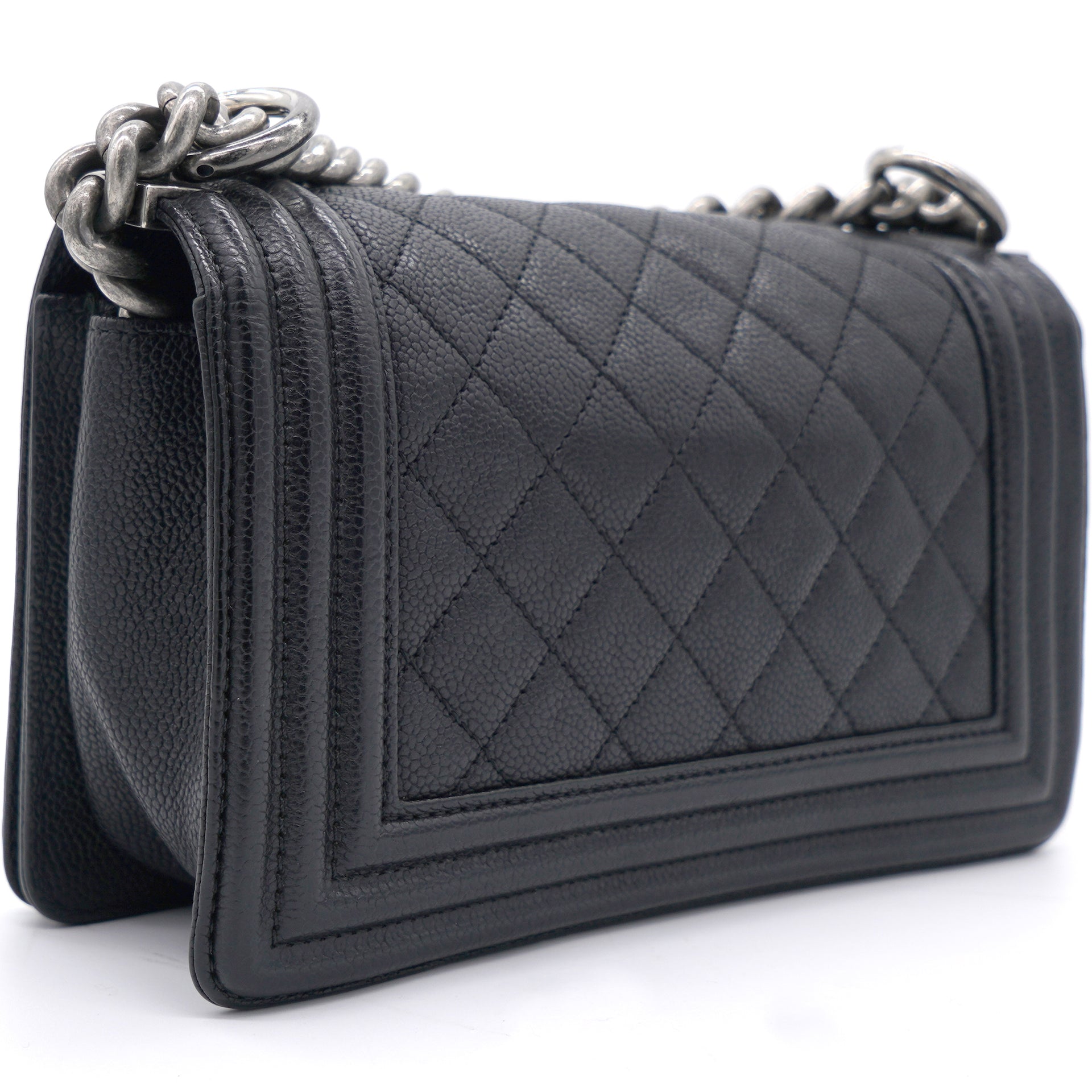Chanel Black Quilted Caviar Leather Small Boy Flap Bag – STYLISHTOP