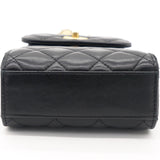 Lambskin Quilted Vertical Pearl Crush Flap with Chain Black