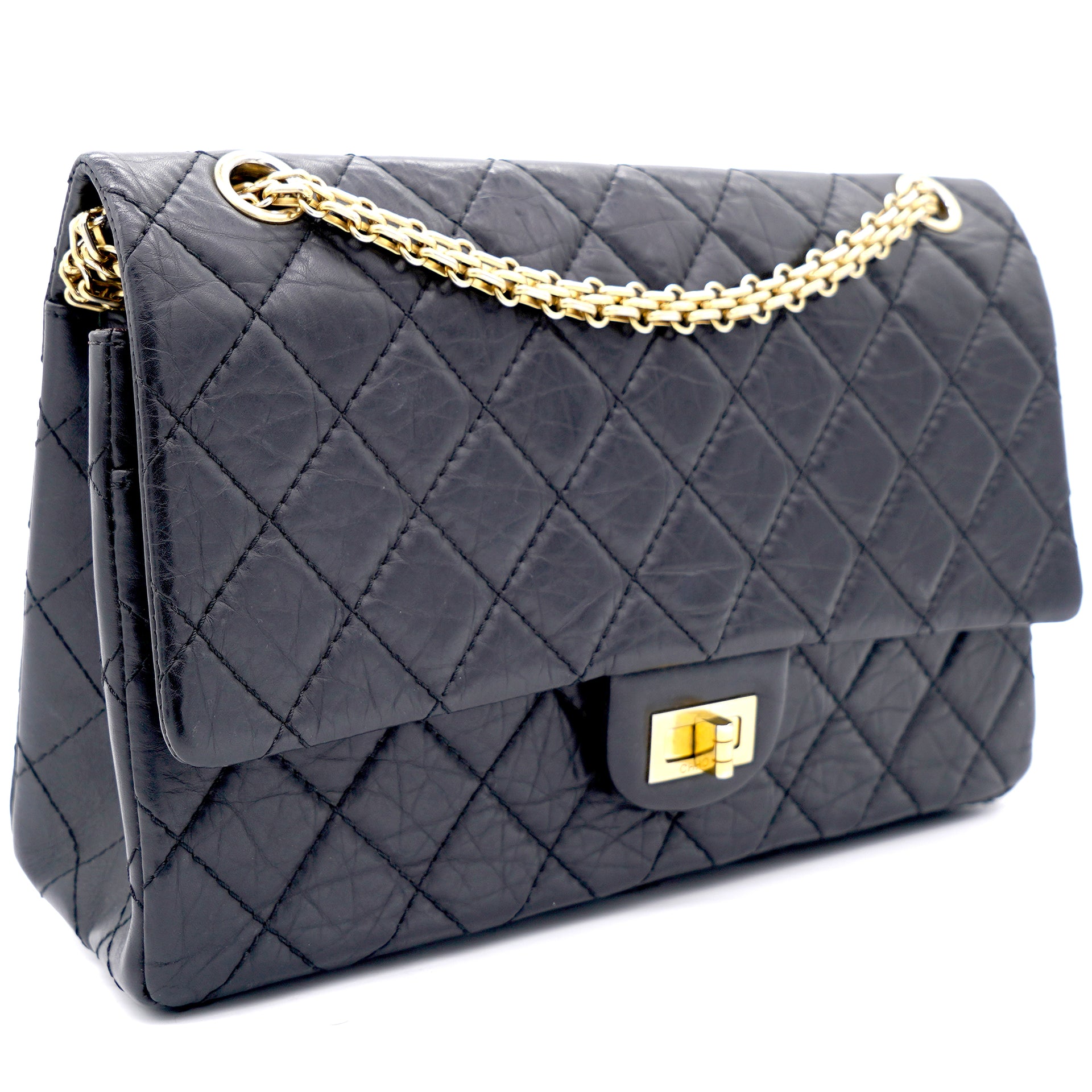 Chanel Black Quilted Crinkled Leather 226 Classic Reissue 2.55 Flap Bag –  STYLISHTOP