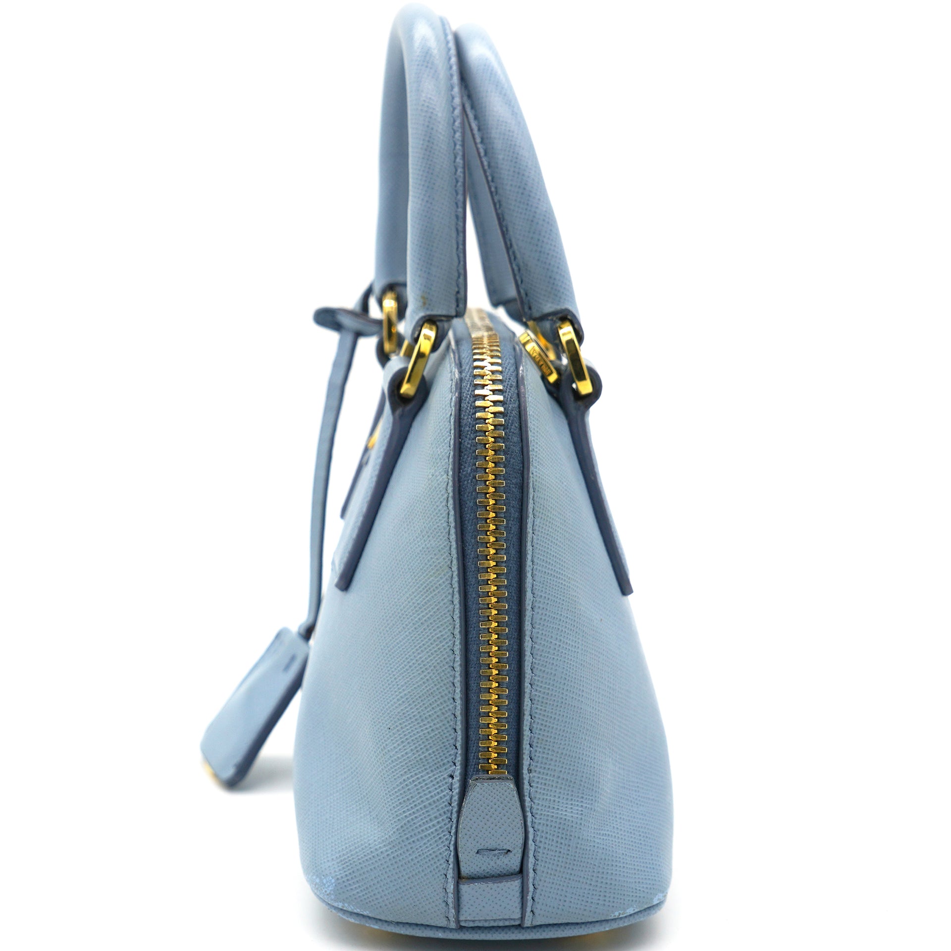 Blue Saffiano Lux Leather Mini Promenade Crossbody Bag