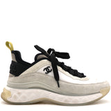 White Suede Calfskin Mixed Fibers CC Sneakers 36.5