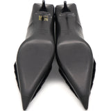 Black Leather BB Pointed Toe Pumps 38.5
