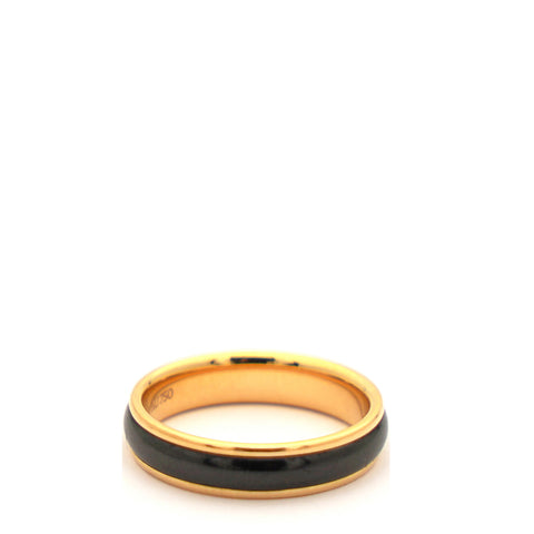 Classic Wedding Band Ring Onyx 18K Rose Gold 51