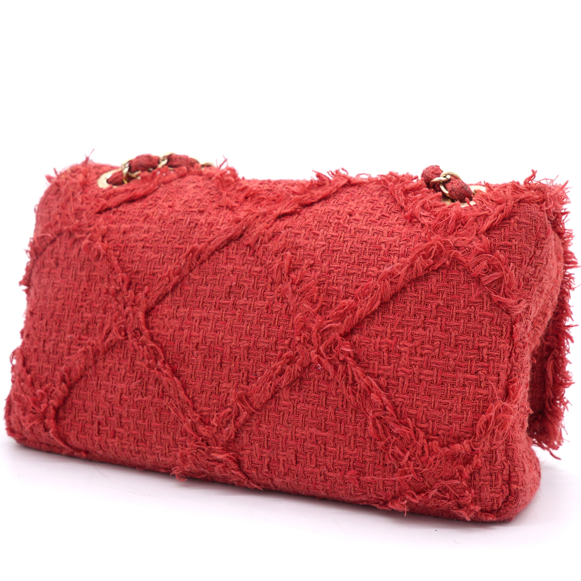 Red Quilted Tweed Vintage Flap Bag