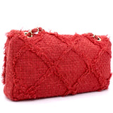 Red Quilted Tweed Vintage Flap Bag