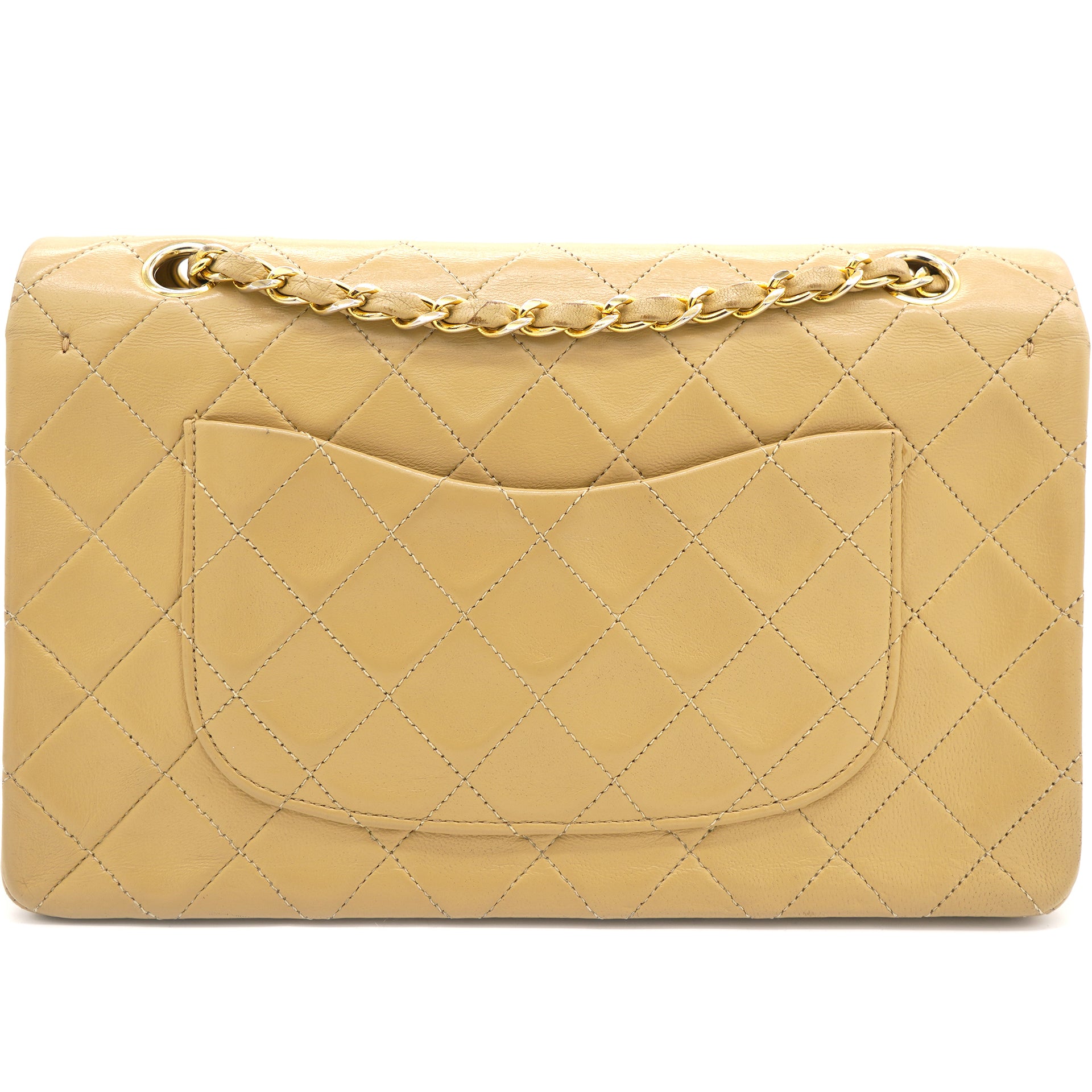 Chanel Beige Quilted Lambskin Leather Medium Classic Vintage