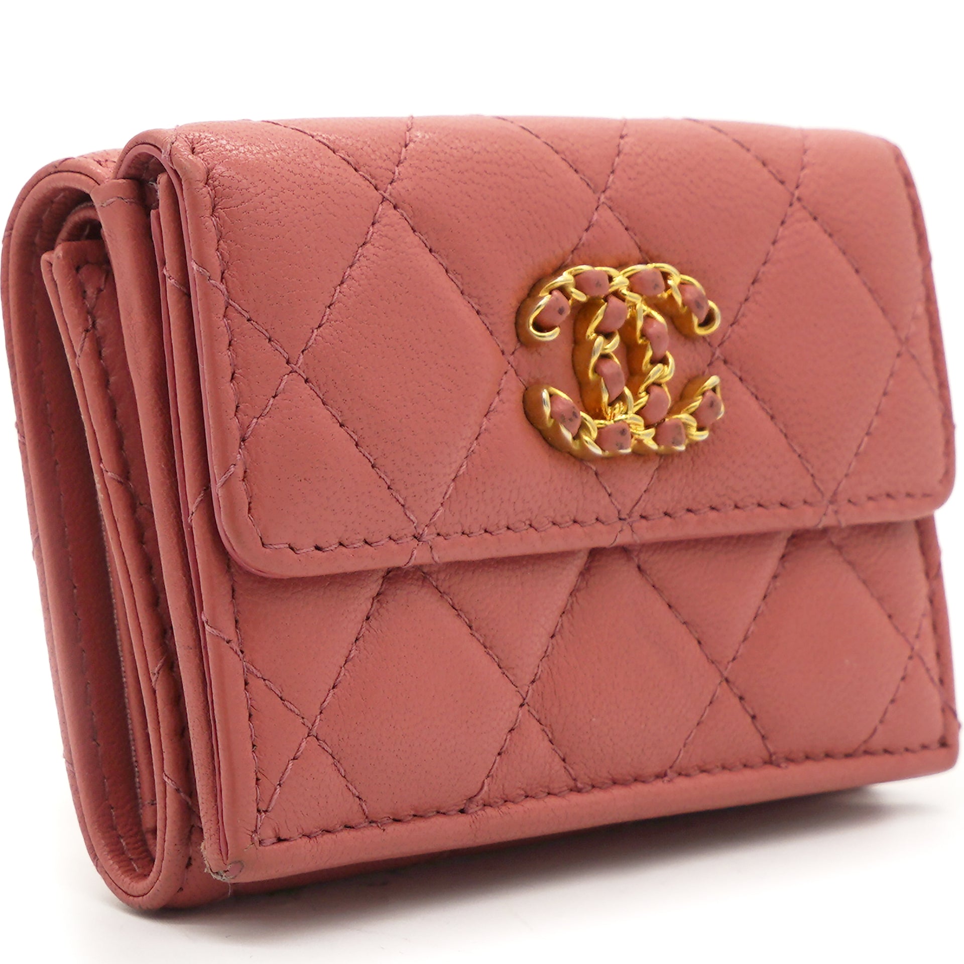 Chanel Lambskin Quilted Chanel 19 Tri-Fold Wallet Pink – STYLISHTOP