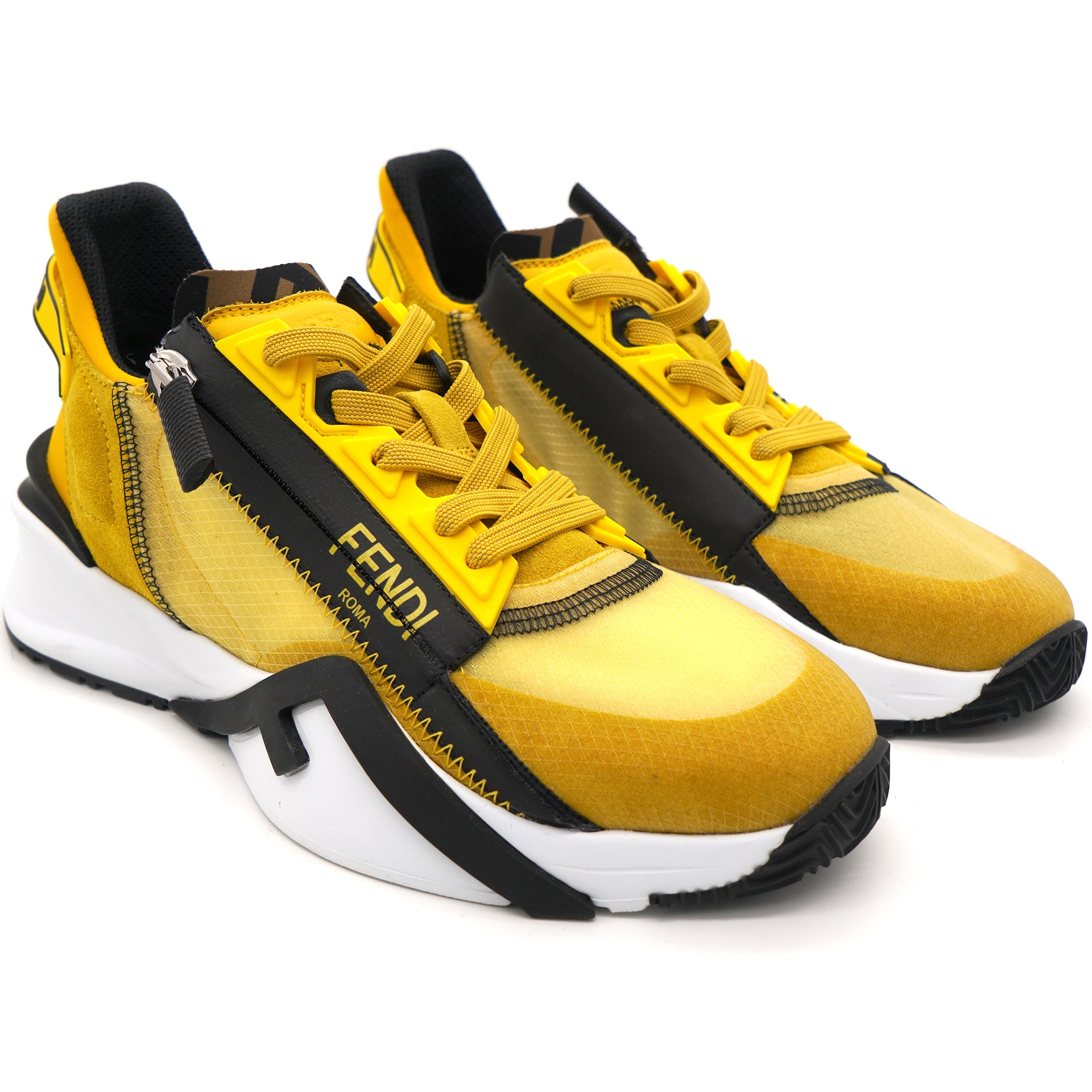 Zip “Flow” Yellow Mesh Suede Sneakers 37