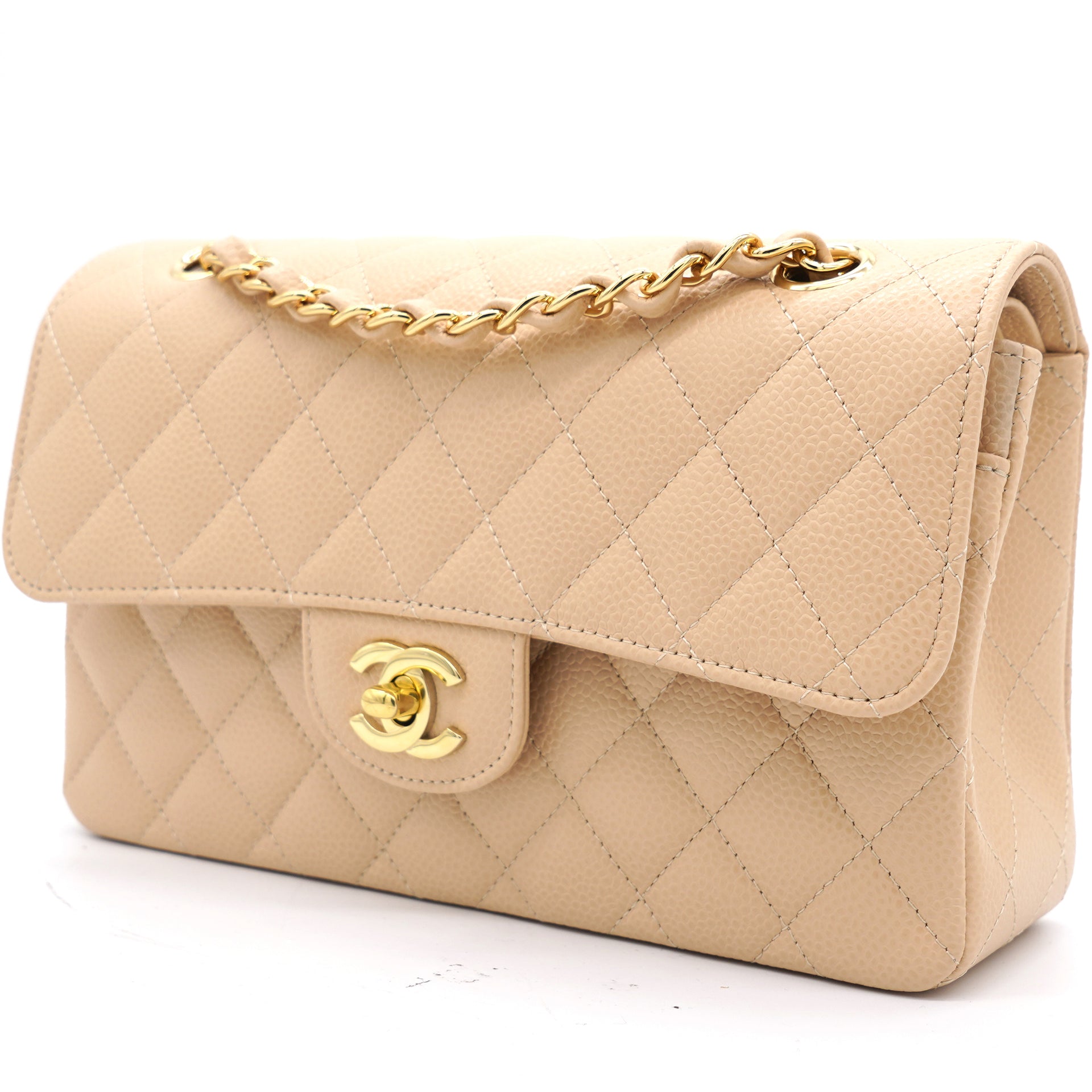 CHANEL Caviar Quilted Jumbo Double Flap Beige Clair 1252725