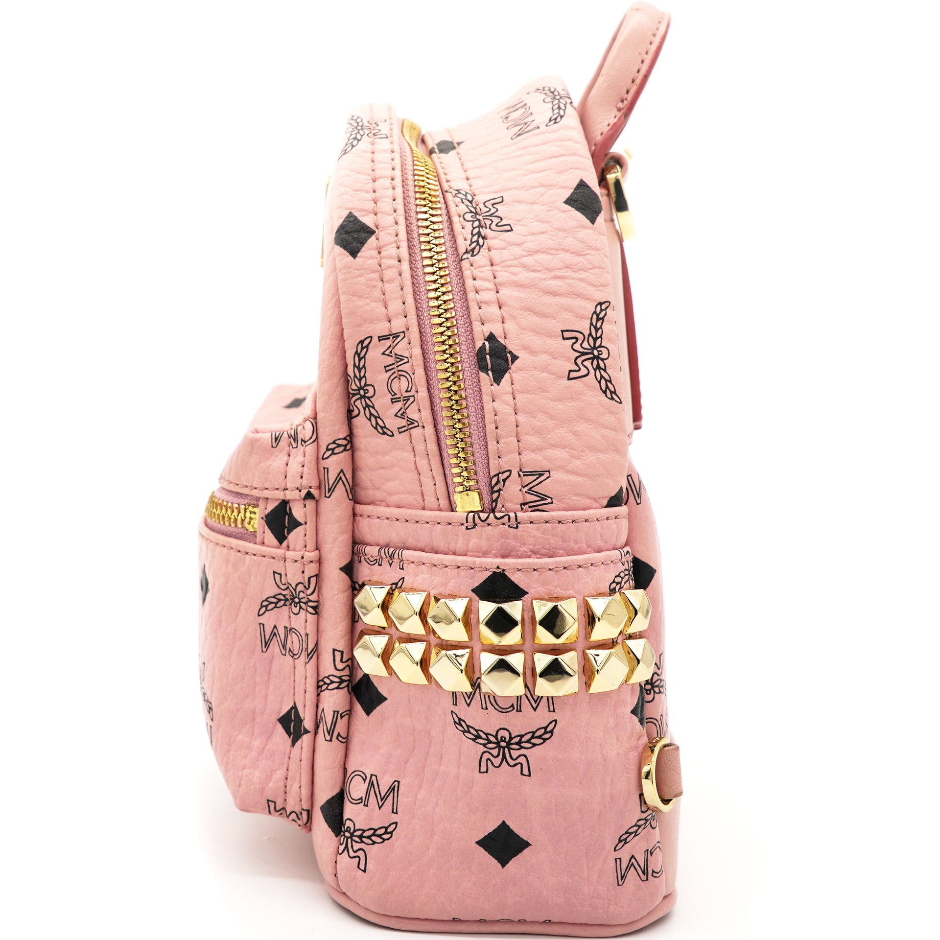 Pink Visetos Coated Canvas and Leather Mini Studded Stark-Bebe Boo Backpack