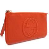 Orange Leather GG Wristlet Pouch