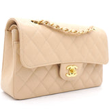 Caviar Quilted Small Double Flap Beige Clair