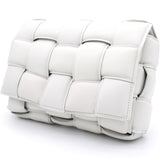 White Padded Leather Cassette Crossbody Bag