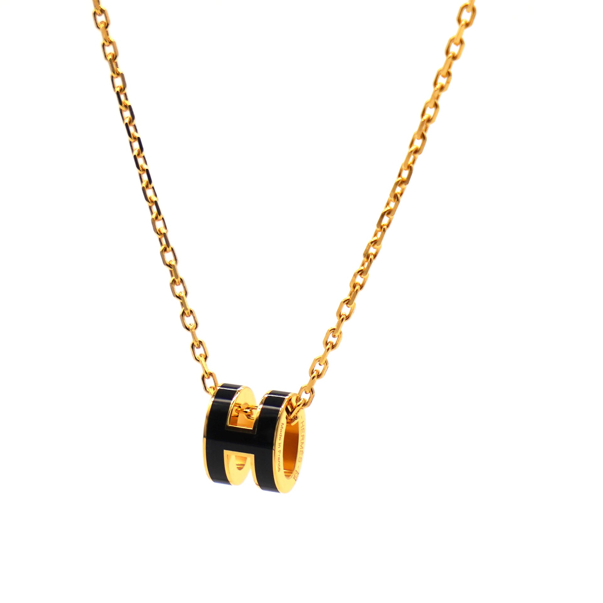 Pop H Mini Black Lacquer Gold Plated Pendant