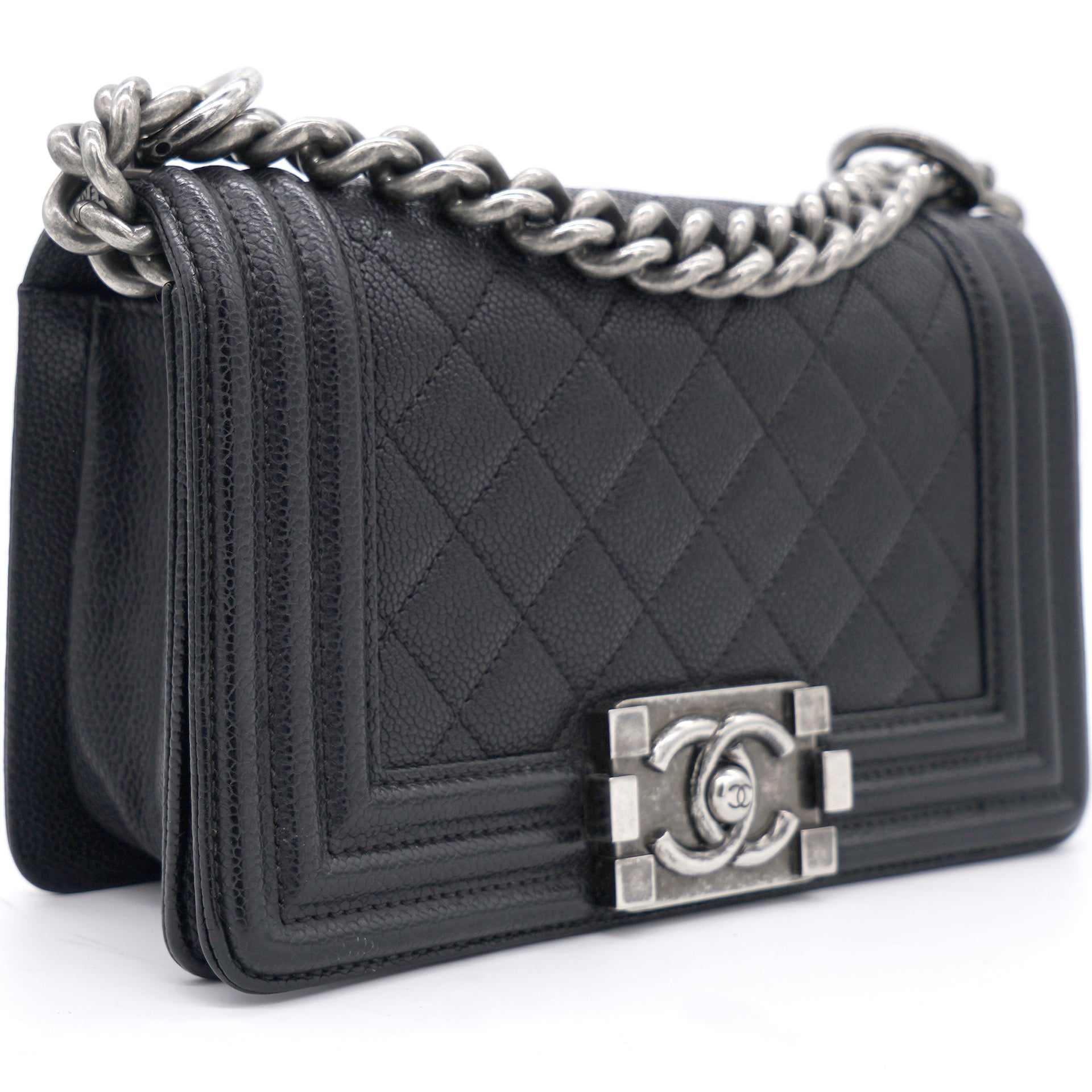 Chanel Black Quilted Caviar Leather Small Boy Flap Bag – STYLISHTOP