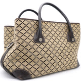 Logo Beige Canvas and Brown Leather Tote
