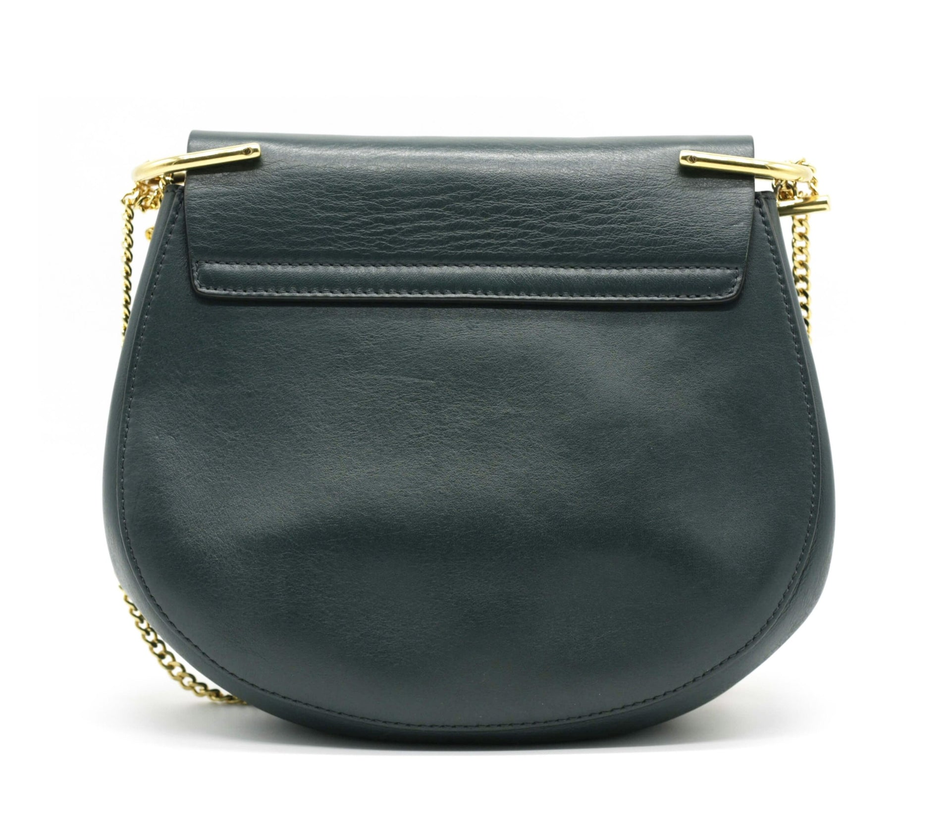 Chole Intense Green Drew saddle bag in pony and calfskin